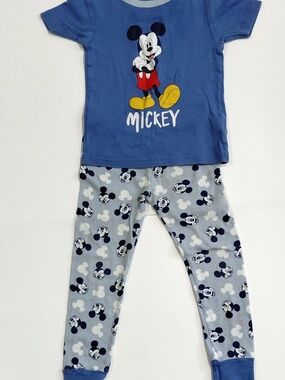 Carter's Disney Used  Mickey Mouse Blue Kids Pajama Set Size 4T